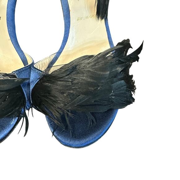 Something Bleu Hammond d'Orsay Feather Sandal Bridal Navy Pump $455 US 5.5 NWOB4 - Picture 2 of 8